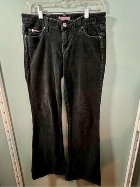 Bubblegum USA Vintage Y2K Black Corduroy Flare Jeans Rhinestone Size 7/8